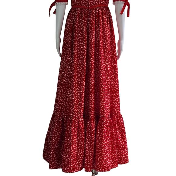 Cottagecore Ribbon Bows & Hearts Maxi Dress Size Small - Picture 11 of 13